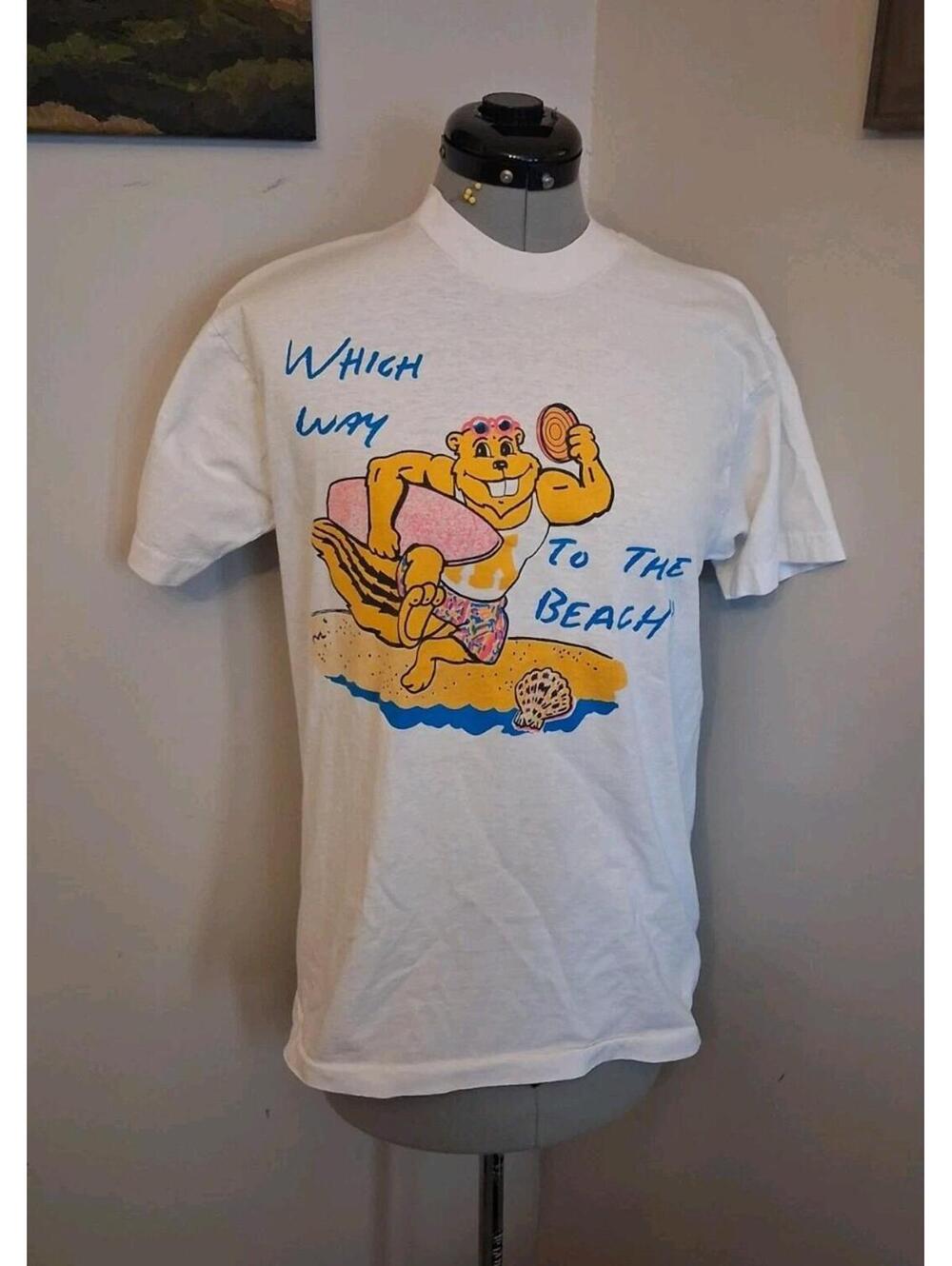 Vintage 90s Single Stitch Tee, Graphic University OF Minnesota Beach Tee Retro